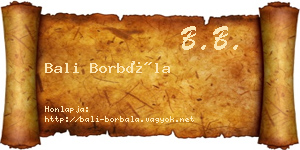 Bali Borbála névjegykártya